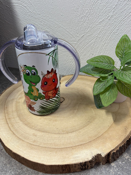 Baby/Kinderflasche mit 2 Deckeln Dinofreunde