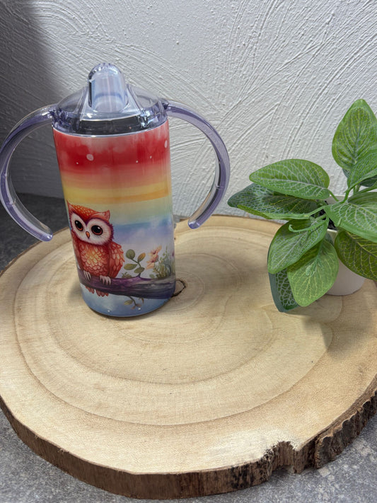 Baby/Kinderflasche mit 2 Deckeln Eule