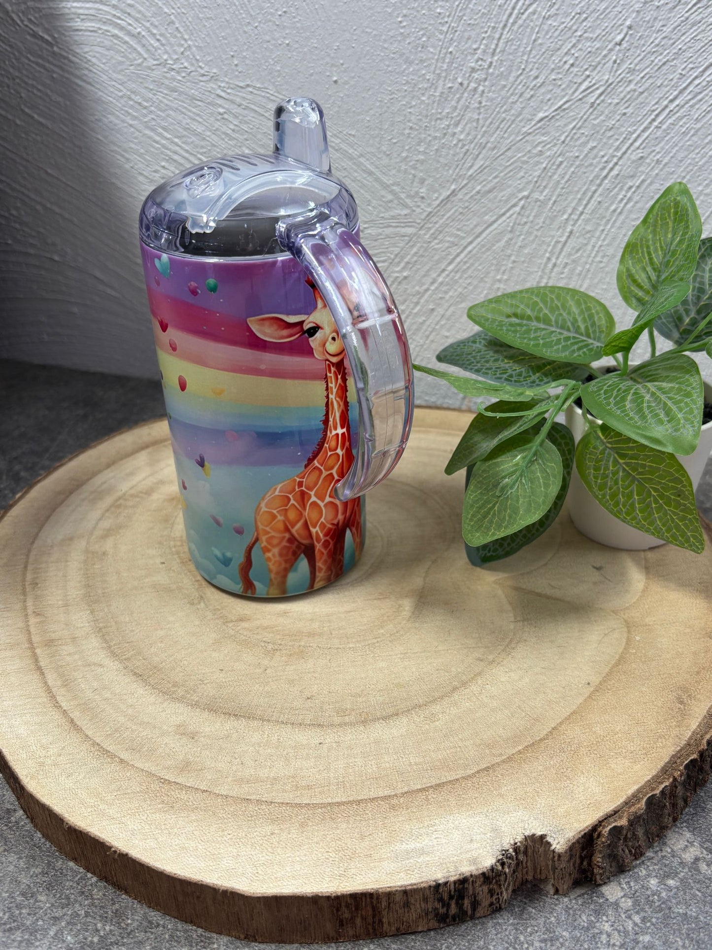 Baby/Kinderflasche mit 2 Deckeln Giraffe
