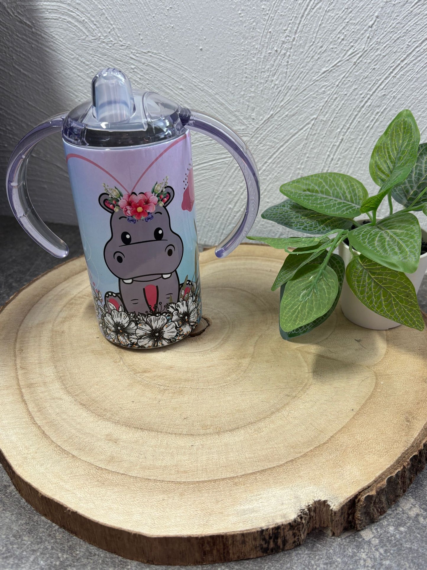 Baby/Kinderflasche mit 2 Deckeln Hippo