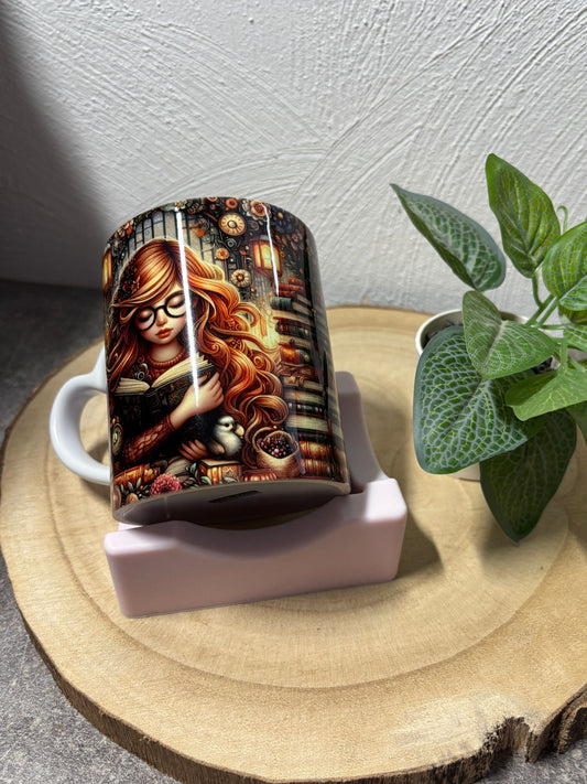 Keramiktasse Lesemädchen