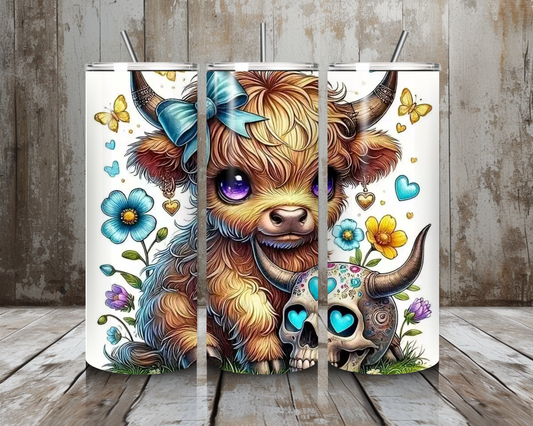 Tumbler Cow with Skull