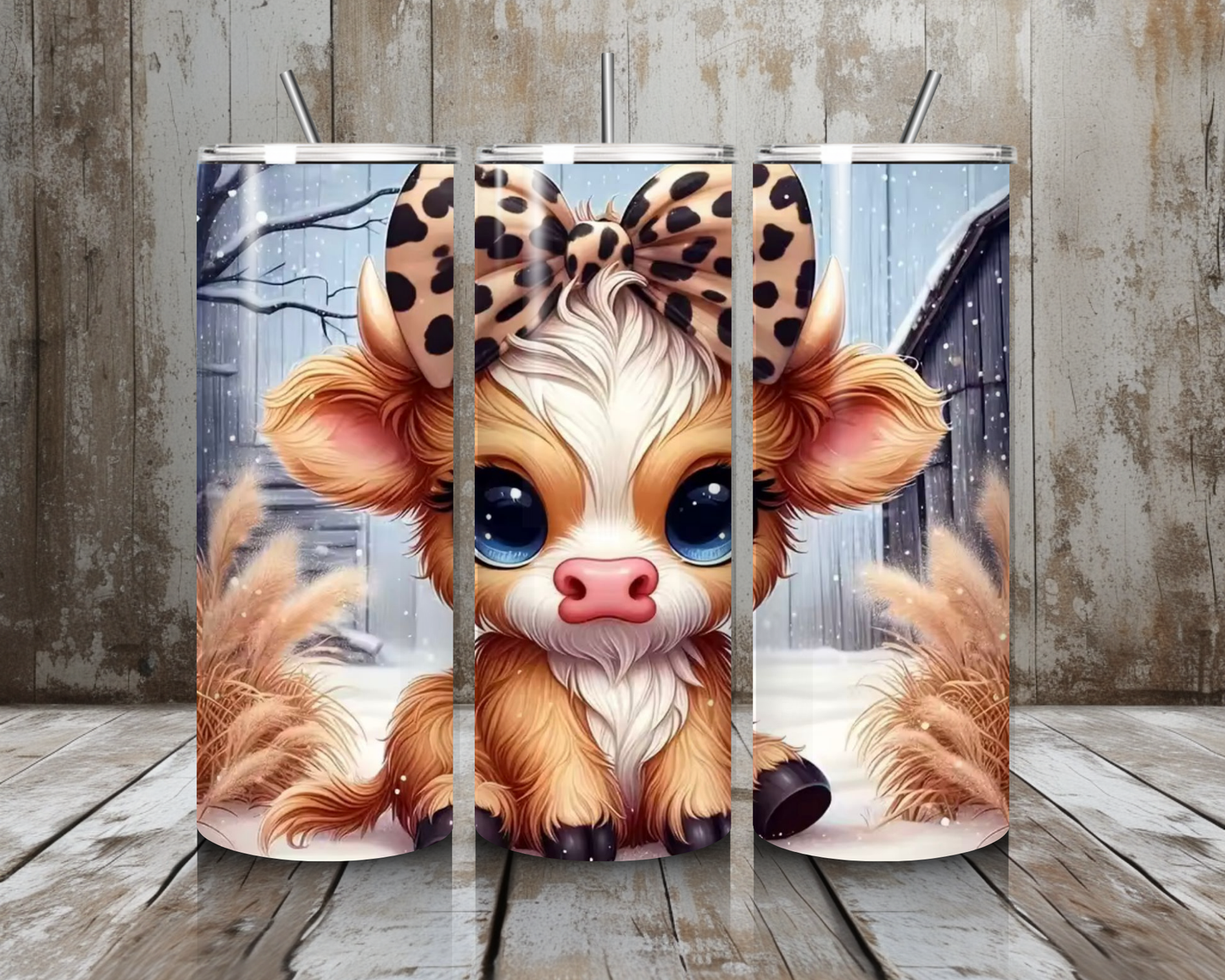 Tumbler Kuh mit Leoschleife