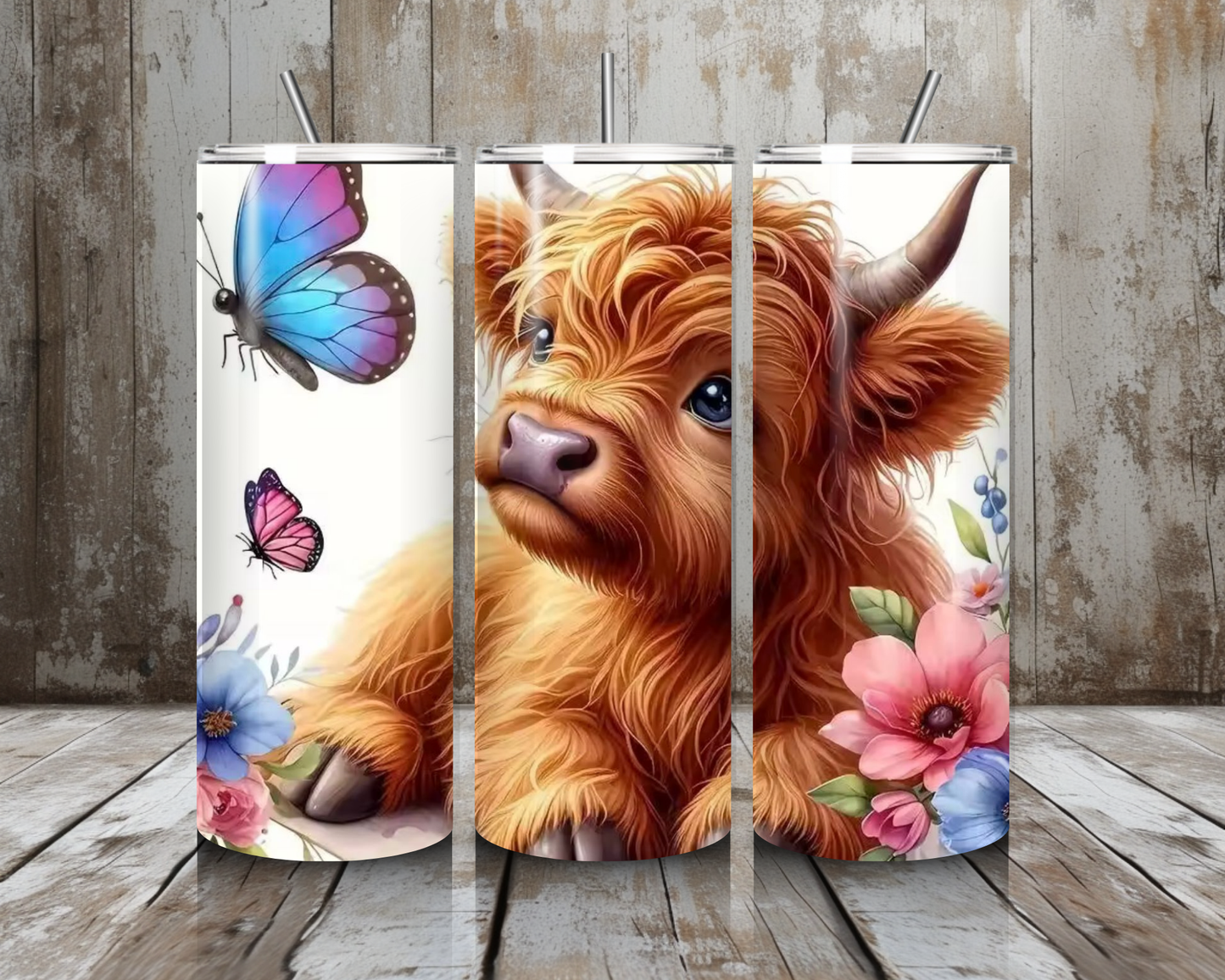 Tumbler Kuh mit Schmetterling