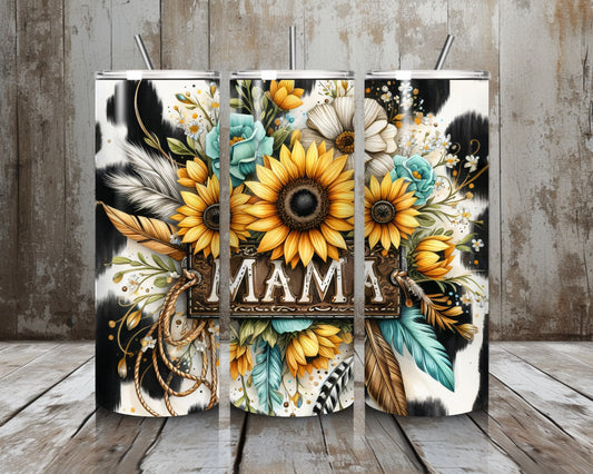 Tumbler Mama mit Blumen