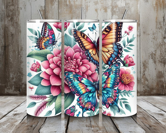 Tumbler Peony Butterfly