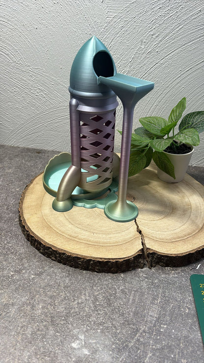 Würfelturm Rakete mit Ablage