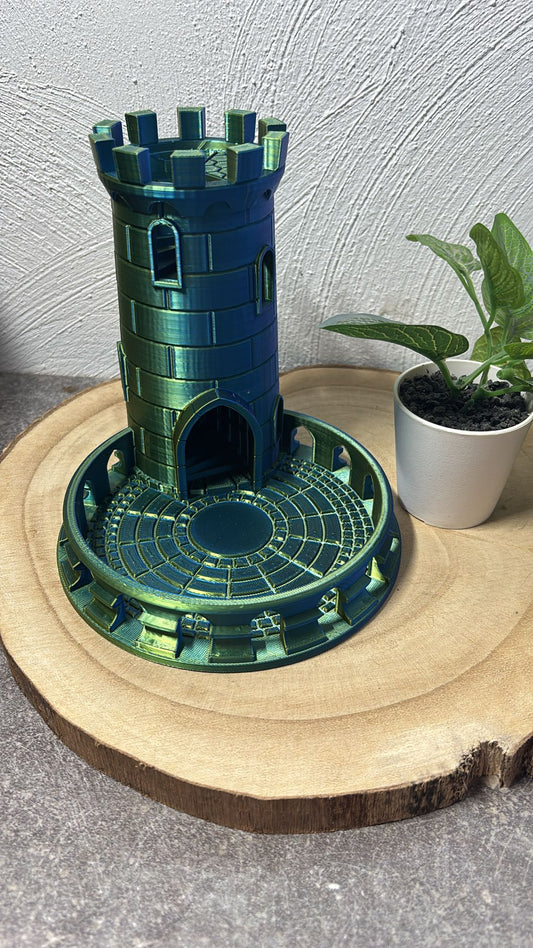 Würfelturm Burg blaugrün