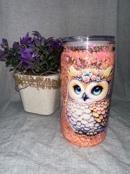 Snowglobe Becher Eule gelb