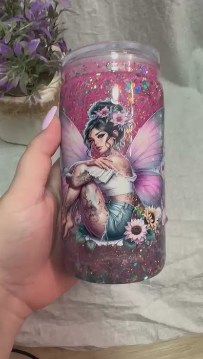 Snowglobe Becher Elfe rosa